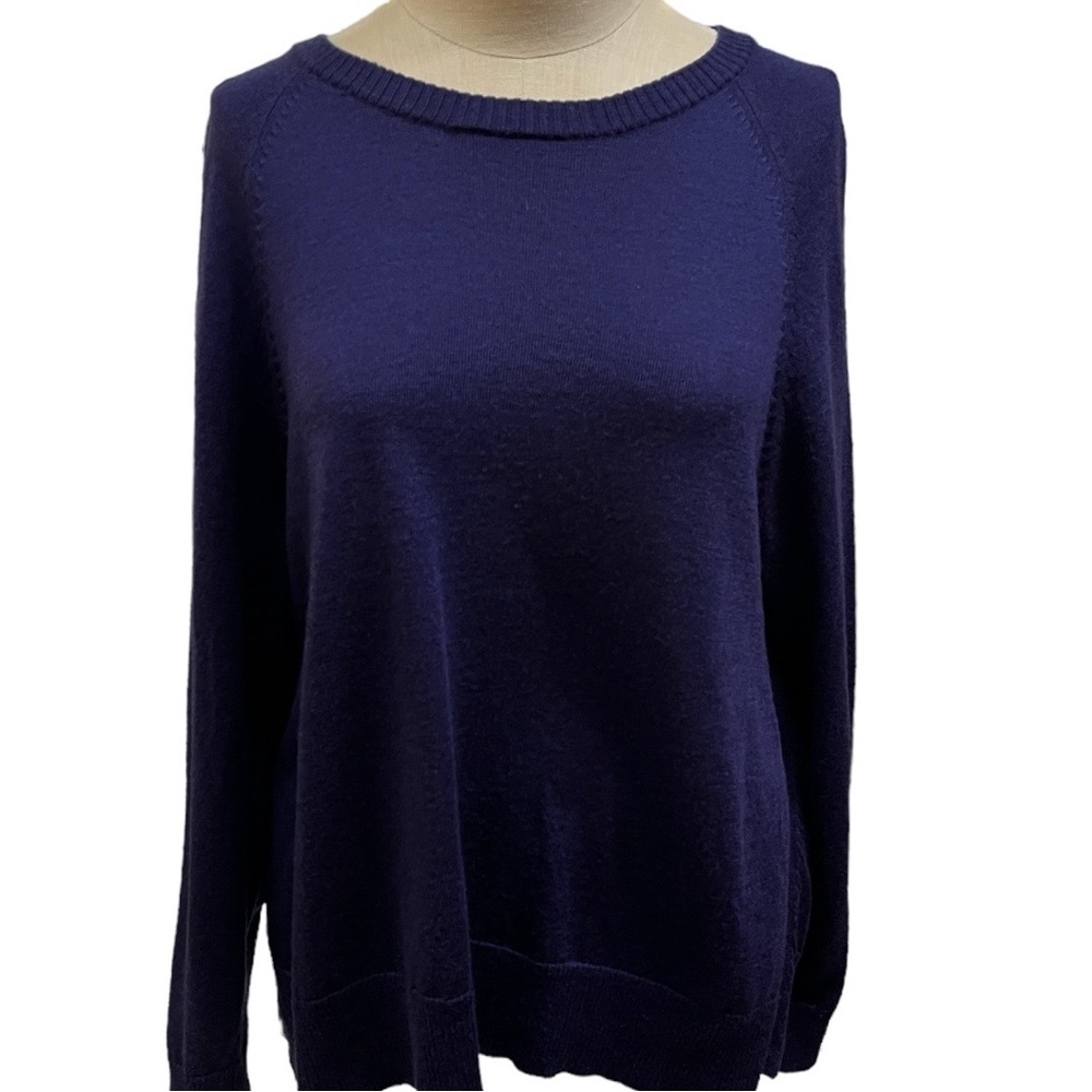 Eileen Fisher Blueberry Wool Crew Neck Tunic Sweater - Size Small Petite